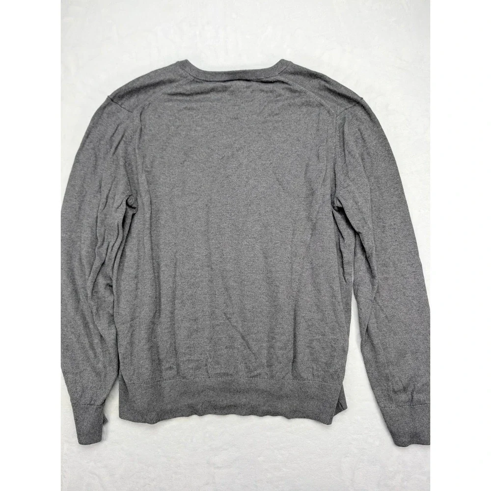 Banana Republic Mens Gray V-Neck Sweater Premium Luxe Yarn Silk Cashmere Large
